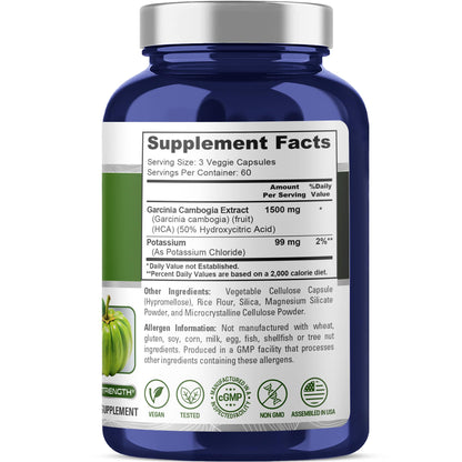 NusaPure Garcinia Cambogia 180 Veggie Capsules 1500mg (Vegetarian, Non-GMO, Vegan) NusaPureBuy Supplements Australia