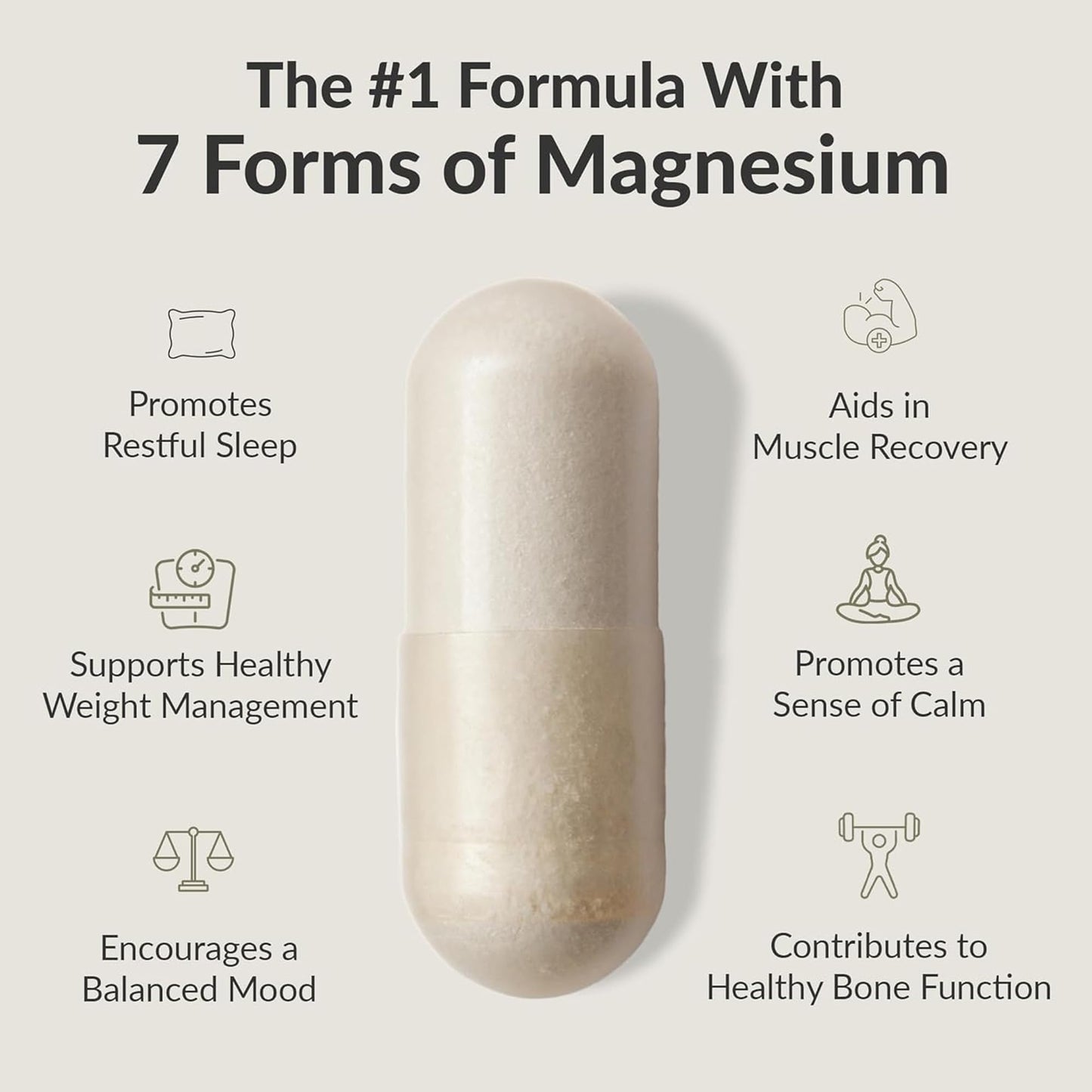 BIOptimizers Magnesium Breakthrough Supplement with 500mg - 7 Forms of Magnesium: Glycinate, Malate, Citrate, and More - Natural Support for Sleep and Cognitive Function -60 Capsules- Calming Vitamins