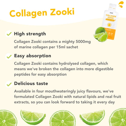 Zooki 5000mg Marine Collagen Liquid Sachets | Hydrolysed Marine Collagen Peptides yourzookiBuy Supplements Australia