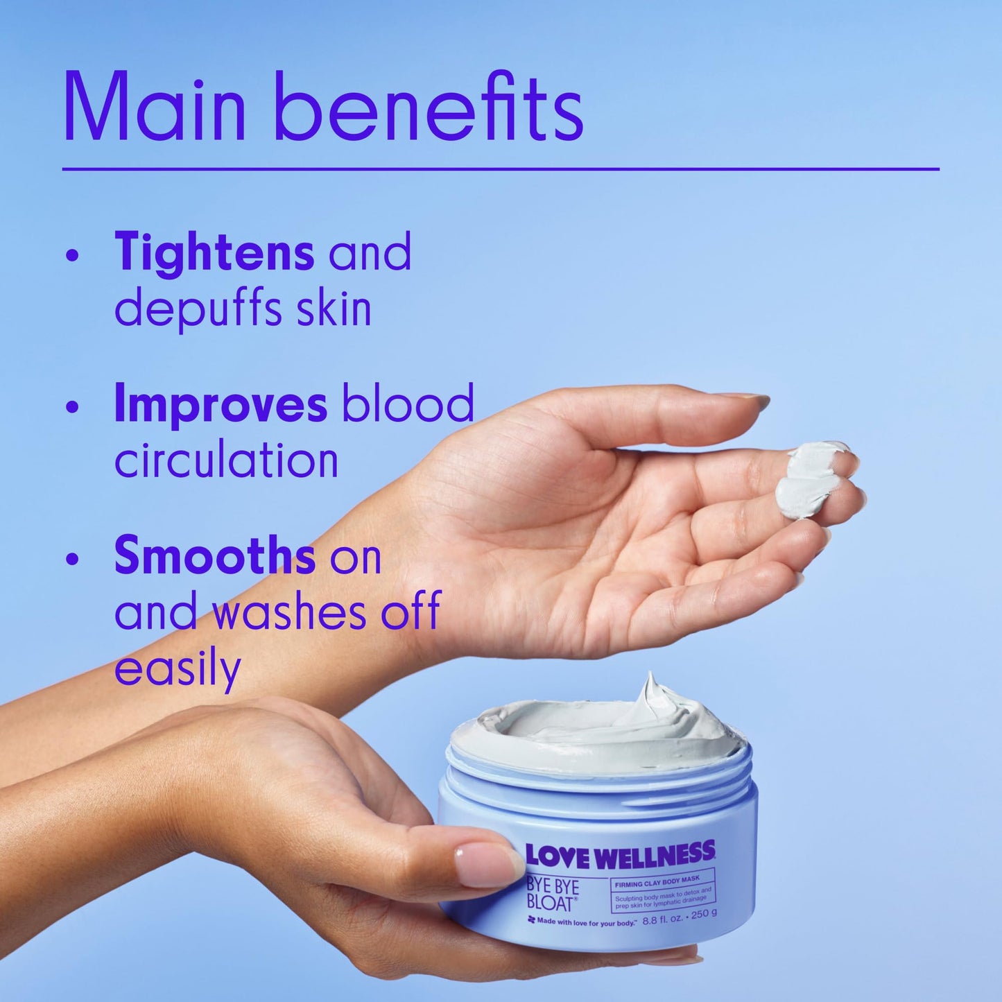Love Wellness Bye Bye Bloat Firming Clay Body Mask | Lymphatic Drainage Body Mask for Women | Support Bloating Relief, Skin Hydration & Boost Circulation | Caffeine, Grapefruit & Peppermint Oil | 250g Love WellnessBuy Supplements Australia