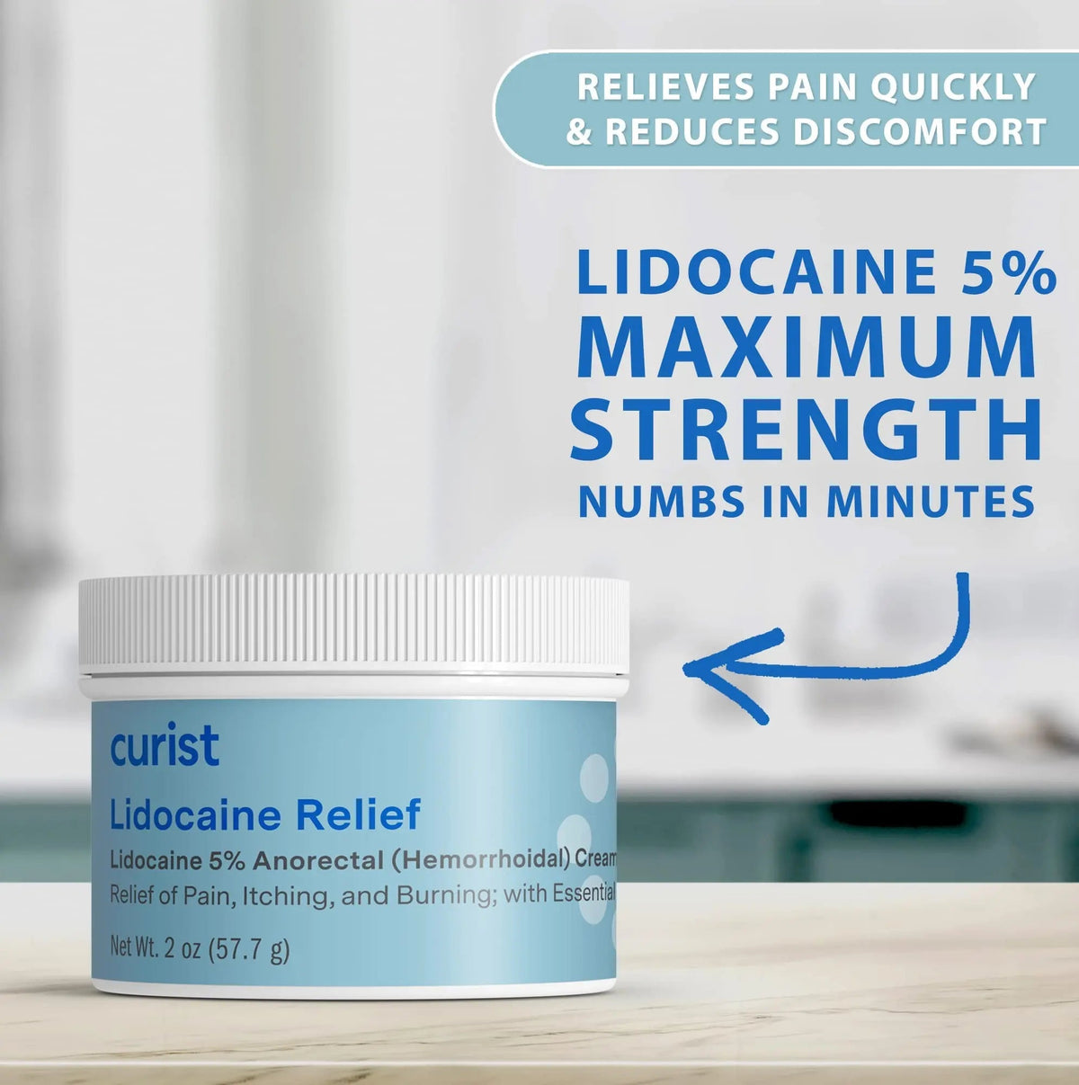 Curist 5% Lidocaine Cream Pain Relief - Numb Quickly & Effectively with 5% Lidocaine Numbing Cream for Anorectal Use - (1 Pack - 2 oz Jar) CuristBuy Supplements Australia