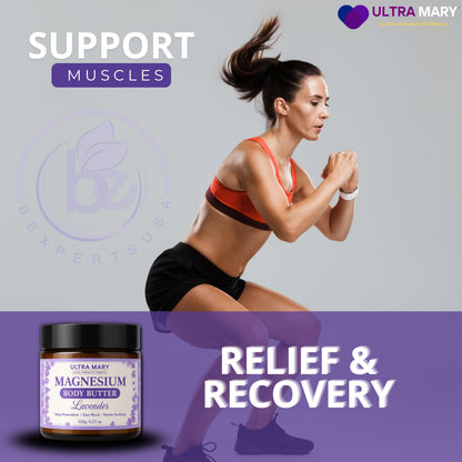 Nighttime Magnesium Cream for Pain, Nerve & Leg Cramps - Magnesium Body Butter for Sleep with Shea Butter, Jojoba Oil, Coconut Extract & Dandelion - Lavender Magnesium Lotion for Kids - 4.23oz ULTRA MARYBuy Supplements Australia