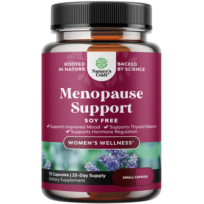 Complete Herbal Menopause Supplement for Women - Soy Free Female Hormone Balance Capsules for Night Sweats Hot Flashes & Mood Swings with Dong Quai, Chaste Berry & Black Cohosh Root - 75 Count Natures CraftBuy Supplements Australia
