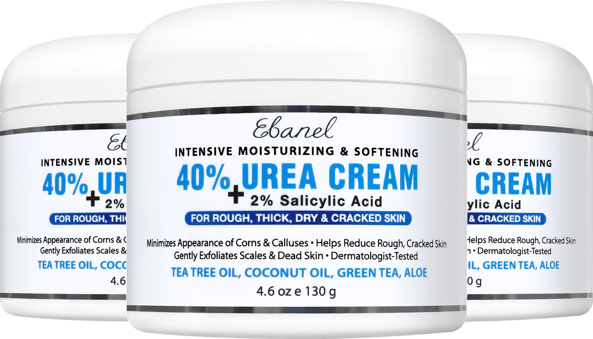 Ebanel Urea Cream 40% plus Salicylic Acid 2%, Foot Cream for Dry Cracked Heels Feet Knees Elbows Hands, Foot Dead Skin Cuticle Callus Remover Toenail Softener, Keratolytic Skin Barrier Repair, 3-Pack Ebanel buy supplements Au