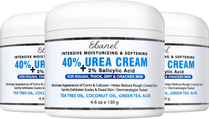 Ebanel Urea Cream 40% plus Salicylic Acid 2%, Foot Cream for Dry Cracked Heels Feet Knees Elbows Hands, Foot Dead Skin Cuticle Callus Remover Toenail Softener, Keratolytic Skin Barrier Repair, 3-Pack Ebanel buy supplements Au