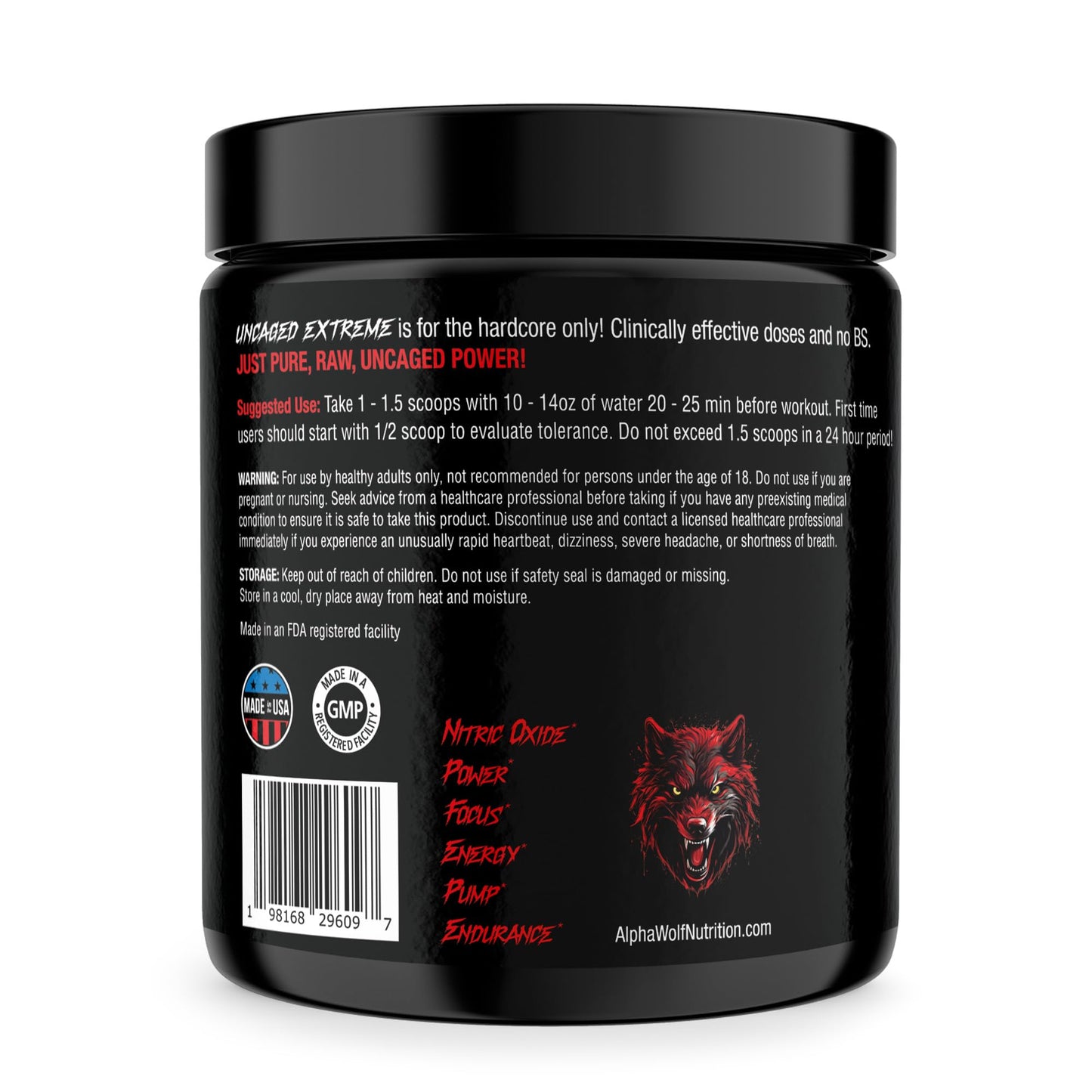 Uncaged Extreme Pre-Workout Powder - Extreme Energy, Focus, Nitric Oxide & Muscle ALPHA WOLFBuy Supplements Australia