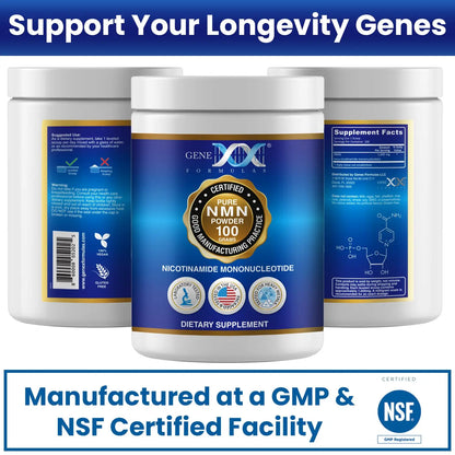 Genex Formulas Pure NMN Powder 100 Grams, Instant Dissolve, Shelf Stable, Non-Synthetic, PVP Free, Ultra-Low Density, 99.9% Pure NMN, Made in a US-Based, GMP, NSF & FSSC 22000 Certified Facility Genex FormulasBuy Supplements Australia