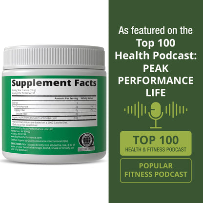 Peak Performance Organic Inulin Powder Natural Prebiotic Fiber for Gut Health. USDA Organic Raw Plant Based Vegan Prebiotics FOS Supplement from Jerusalem Artichoke Peak PerformanceBuy Supplements Australia
