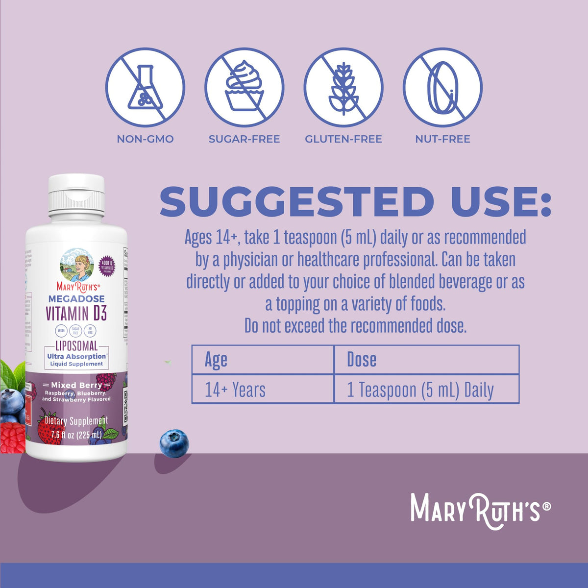 MaryRuth Organics Megadose Vitamin D3 Liposomal | Vitamin D 4000 IU | Ultra Absorption | Immune Support for Adults | Bone Health | VIT D3 | Vegan | Sugar Free | Gluten Free | Non-GMO | 45 Servings MARYRUTH'SBuy Supplements Australia