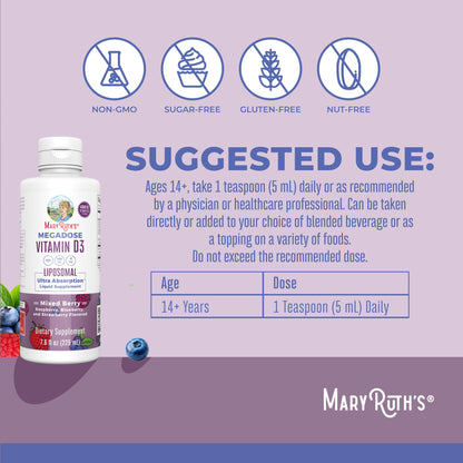 MaryRuth Organics Megadose Vitamin D3 Liposomal | Vitamin D 4000 IU | Ultra Absorption | Immune Support for Adults | Bone Health | VIT D3 | Vegan | Sugar Free | Gluten Free | Non-GMO | 45 Servings MARYRUTH'SBuy Supplements Australia