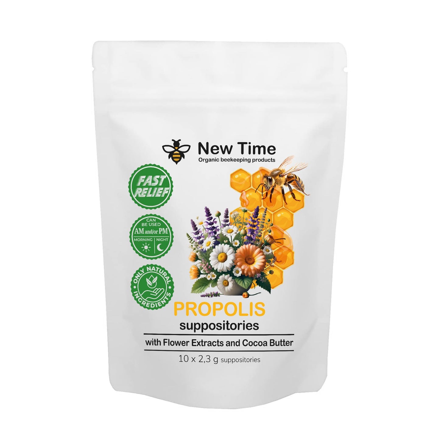 Organic Propolis Comfort Suppositories for Men, Women - Natural Bee & Botanical Formula, Gentle Daily Care 10 Count New Time Organic beekeeping productsBuy Supplements Australia