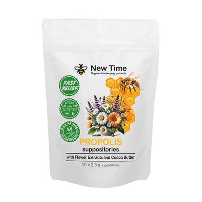Organic Propolis Comfort Suppositories for Men, Women - Natural Bee & Botanical Formula, Gentle Daily Care 10 Count New Time Organic beekeeping productsBuy Supplements Australia