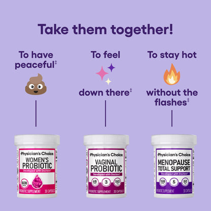Physician's CHOICE Menopause Probiotic Supplement for Women - Supports Hormone Balance, Hot Flashes, Night Sweats, Weight Management, Bloating & Gut Health - with Black Cohosh, Resveratrol+ - 30ct Physician's CHOICEBuy Supplements Australia