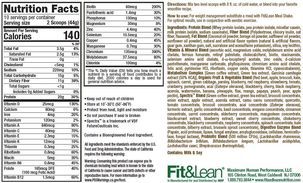 Fit & Lean Meal Shake, Fat Burning Meal Replacement, Protein, Fiber, Probiotics, Vanilla Fit & LeanBuy Supplements Australia