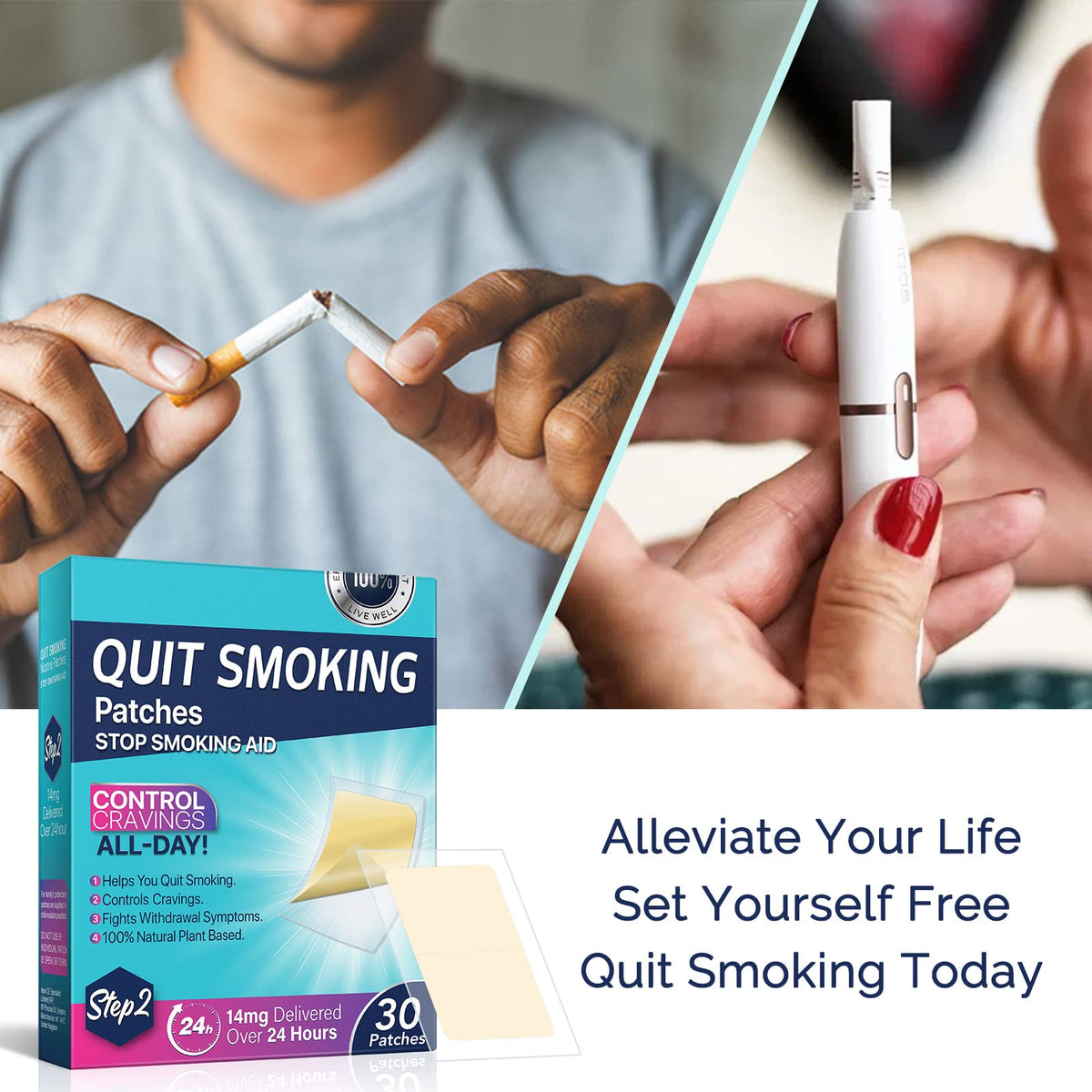 Step 2 Quit Smoking Patches, 14mg Stop Smoking Aids Patches, 30 Count Quit Smoking Stickers that Work with 2 Weeks, Helping Quit Patch, Easy & Effective Anti-Stickers NenMaoKeNu buy supplements Au