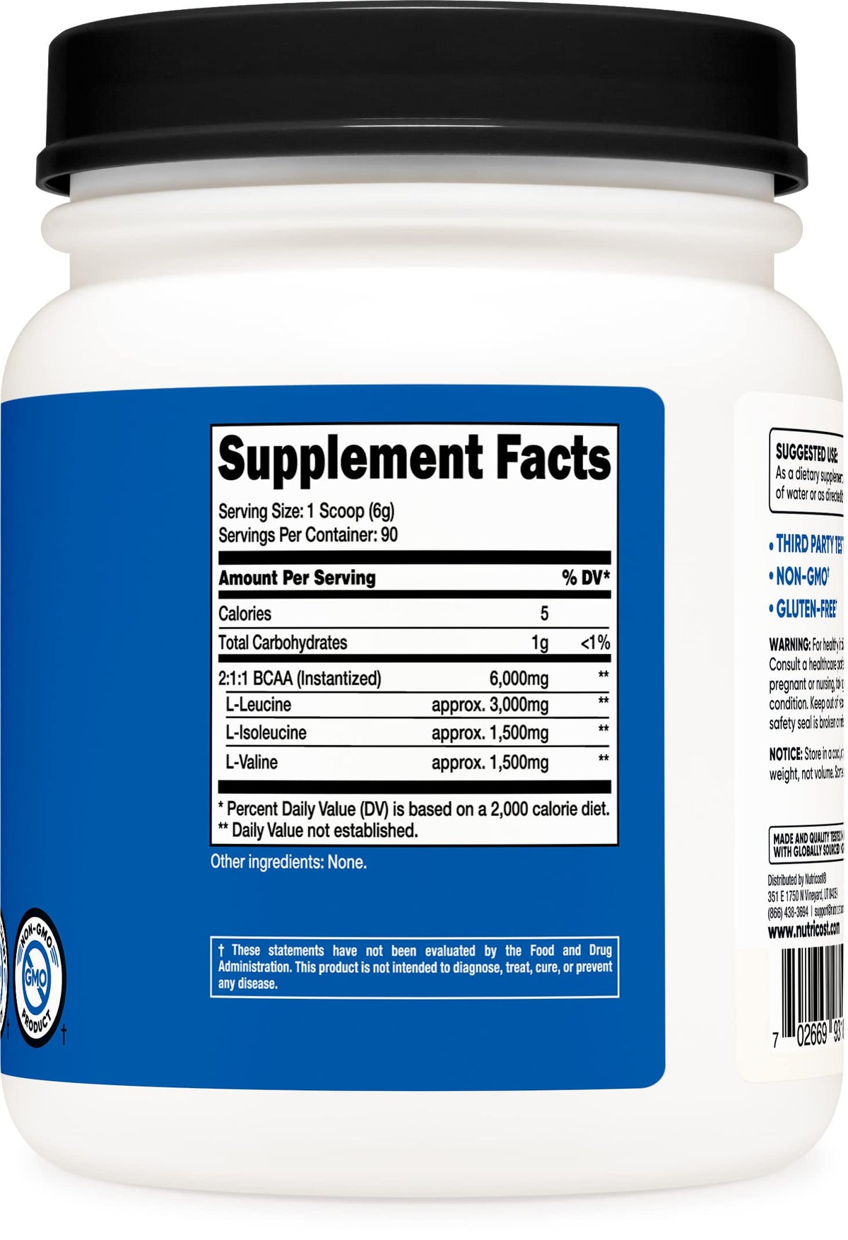 Nutricost BCAA Powder 2:1:1 (Unflavored, 90 Servings) - Branched Chain Amino Acids NutricostBuy Supplements Australia