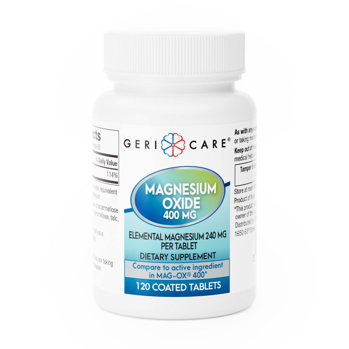 GeriCare Magnesium Oxide Supplement 240 mg of Elemental Magnesium, 120 Tablets, Essential Mineral Support, Promotes Vascular Health, Bone Strength, and Muscle Function (Pack of 1) GeriCareBuy Supplements Australia