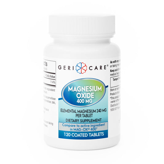 GeriCare Magnesium Oxide Supplement 240 mg of Elemental Magnesium, 120 Tablets, Essential Mineral Support, Promotes Vascular Health, Bone Strength, and Muscle Function (Pack of 1) GeriCareBuy Supplements Australia