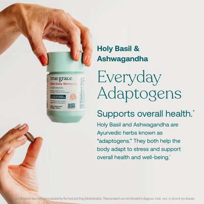 True Grace One Daily Women’s Multivitamin Fermented Minerals, Organic Adaptogens & Mushrooms Whole Body Balance, Immune, Energy, Beauty Support True Grace
