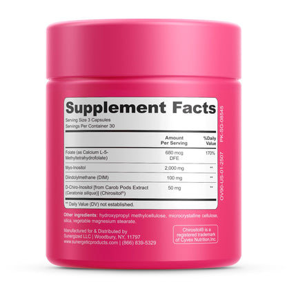 Premium Ovarian Health Support Supplement – Hormone Balance, Ovulation & Cycle Regularity - Myo-Inositol & D-Chiro Inositol Supplement for Women – 40:1 Inositol Ratio With Folate & DIM – 90 Capsules SunergeticBuy Supplements Australia