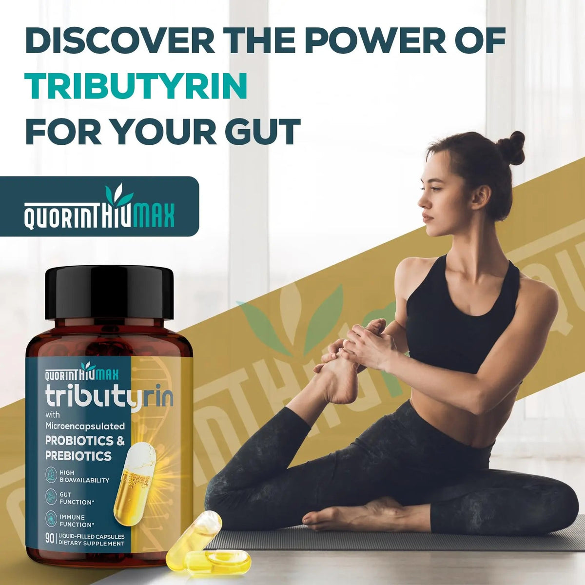 Tributyrin Supplement for Gut & Immune 800mg | High Bioavailability with Microencapsulated Probiotics & Prebiotics - Advanced Liquid-Filled Tributyrin Complex, Gluten Free, 90 Capsules QuorinthiumaxBuy Supplements Australia