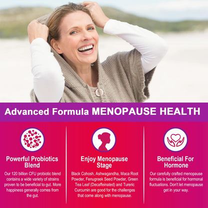 Menopause Supplements for Women, 120 Billion CFU Menopause Probiotics for Women, All-Natural Probiotic for Hot Flashes Menopause, Night Sweats, Mood Swings, Gut and Hormone - 60 Herbal Capsules ZwlloodBuy Supplements Australia