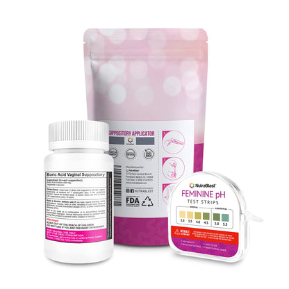 NutraBlast Boric Acid Vaginal Suppositories 600mg (30 Count) w/Disposable Vaginal Suppository NutraBlastBuy Supplements Australia