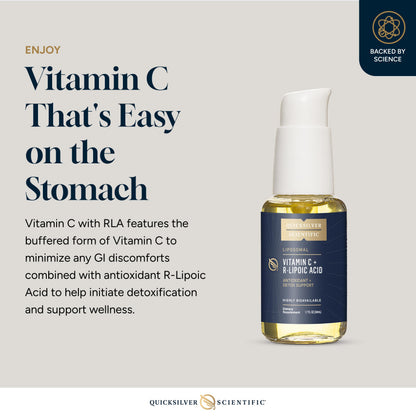 Quicksilver Scientific Vitamin C + R Lipoic Acid - Liposomal Vitamin C with RLA - Antioxidant, Detox & Immune Support Supplement - with Superior Absorption (50 ml) Quicksilver ScientificBuy Supplements Australia