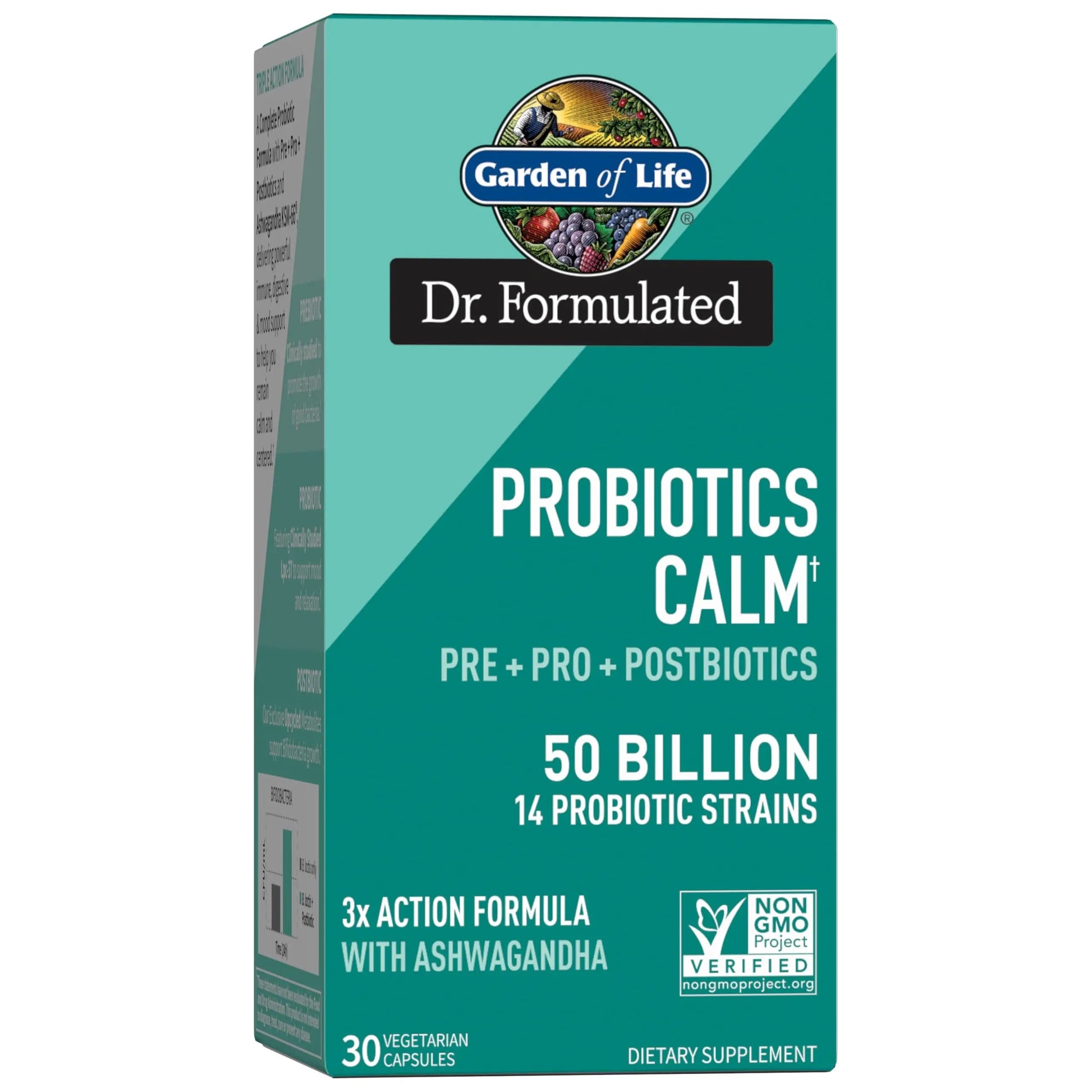 Garden of Life Dr. Formulated Pre, Post & Probiotics Calm 50 Billion CFU Daily 3-in-1 Complete Supplement with Ashwagandha – Mood Support, Digestive & Immune Support, 30 Vegetarian Capsules Garden of LifeBuy Supplements Australia
