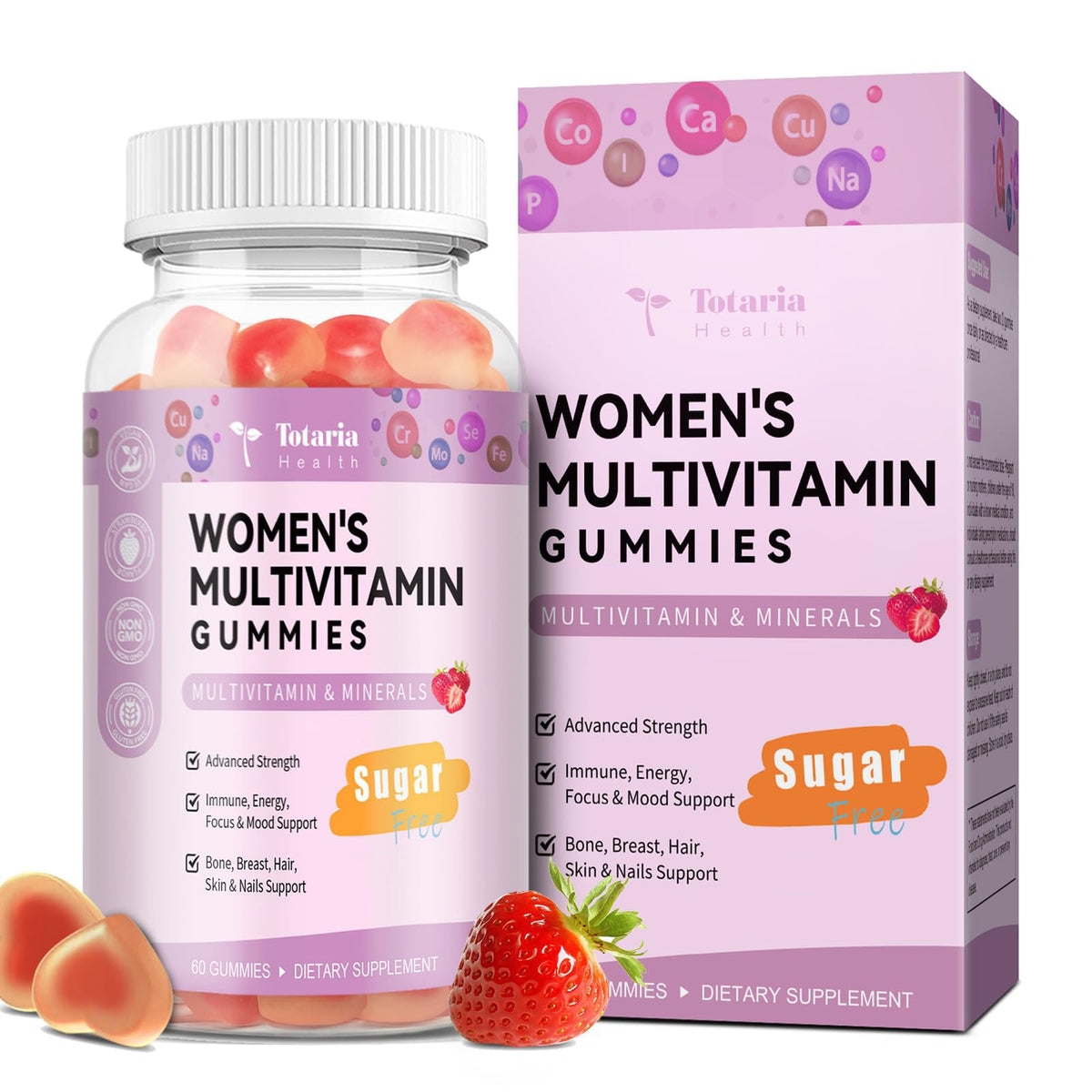 Totaria Sugar Free Multivitamin Gummies for Women 14+ w/Iron, Inositol, Folate, Biotin, Womens Daily Multivitamin Gummy w/Vitamin A, C, B, D3, K2 TotariaBuy Supplements Australia
