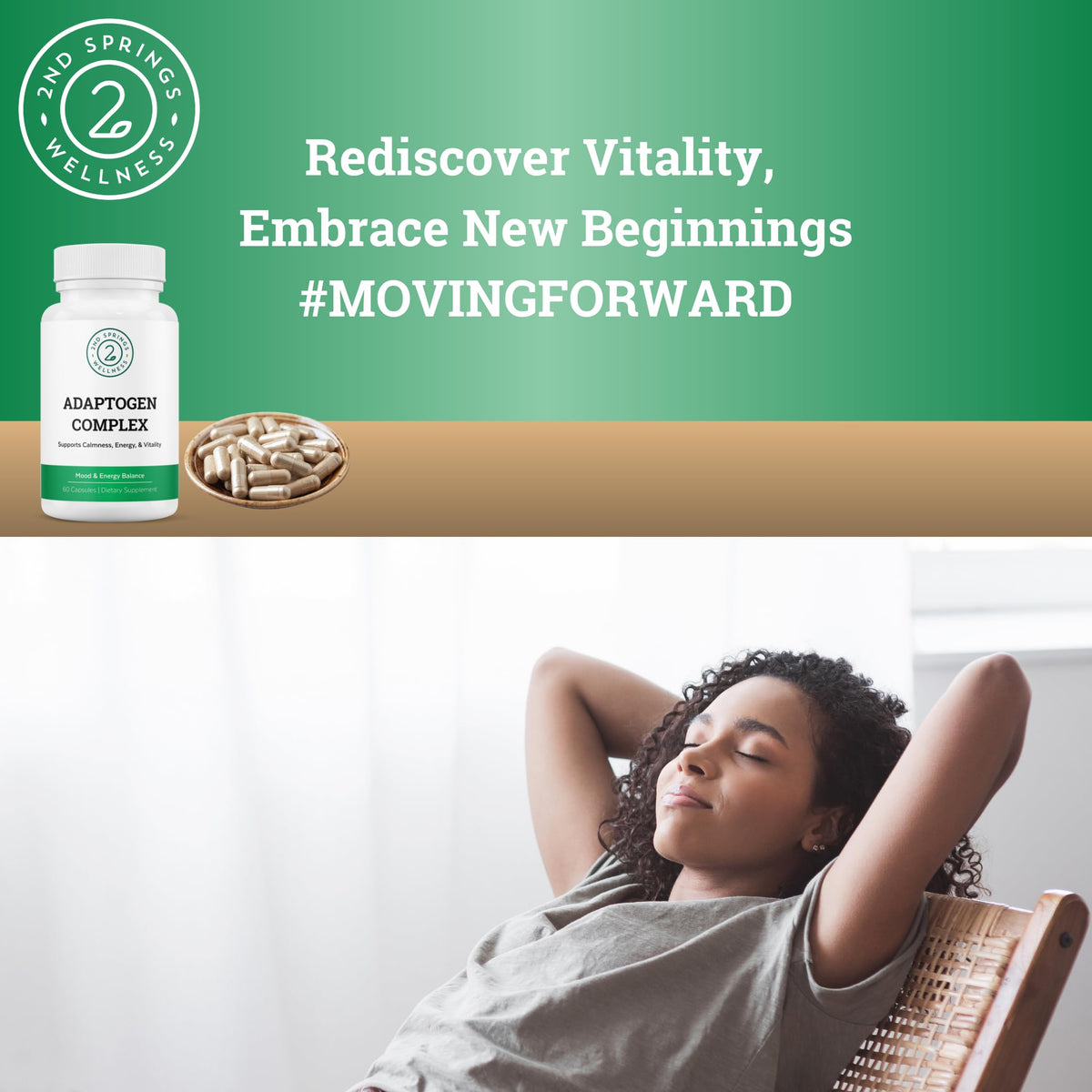 2nd Springs Adaptogen Complex Calmness, Energy and Vitality Booster - Ashwagandha, Schisandra, Astragalus, Ginseng, Rhodiola, and More - Adrenal Support Supplements - 60 Ct 2nd SpringsBuy Supplements Australia