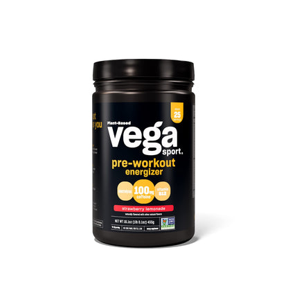 Vega Premium Sport Protein Vanilla Protein Powder, Vegan, Non GMO & Sport Pre-Workout Energizer, Strawberry Lemonade - Pre Workout Powder
