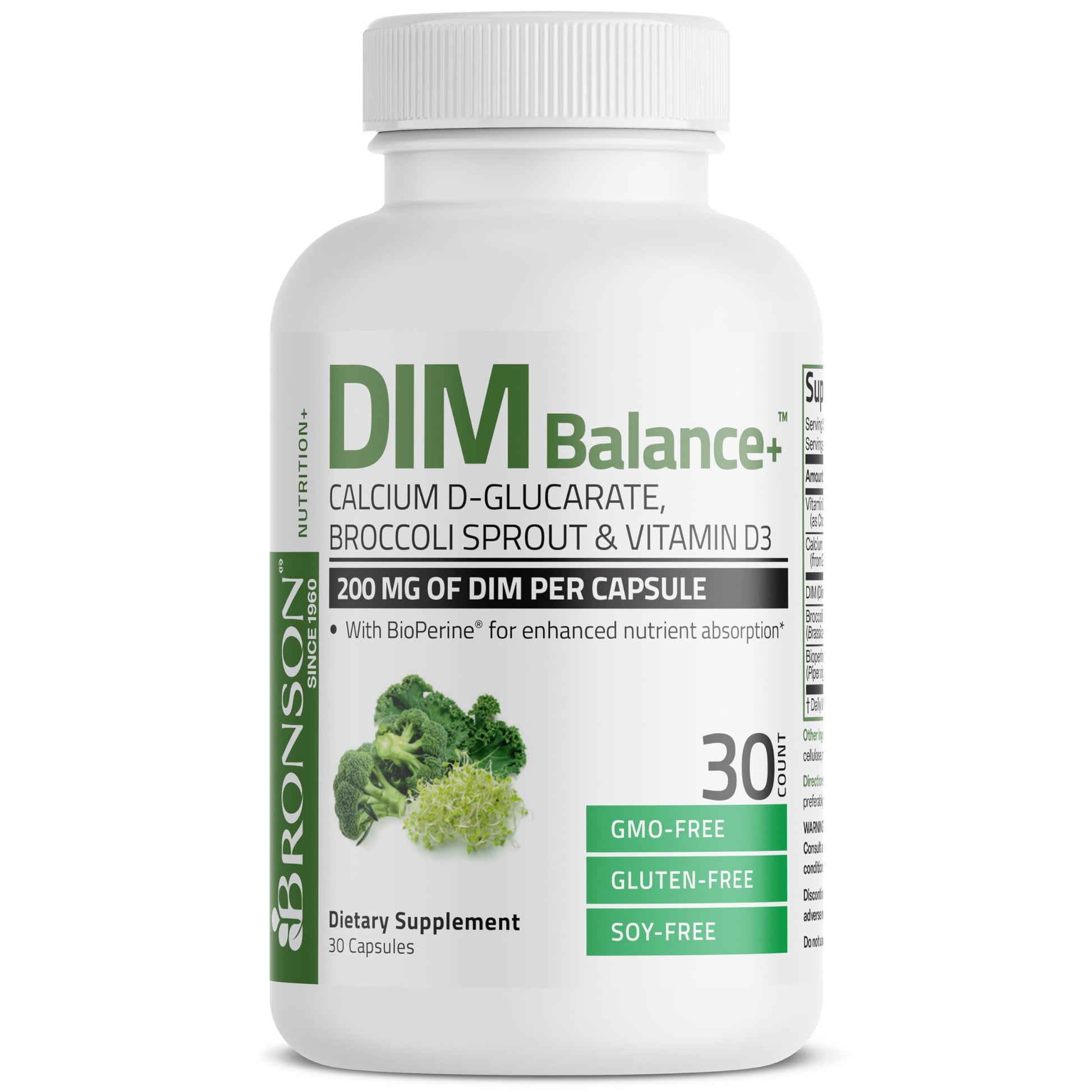 Bronson DIM Balance+ Calcium D-Glucarate, Broccoli Sprouts and Vitamin D3 200 MG of DIM per Capsule Supports Estrogen Metabolism and Balanced Hormone Levels Non-GMO, 30 Vegetarian Capsules BronsonBuy Supplements Australia