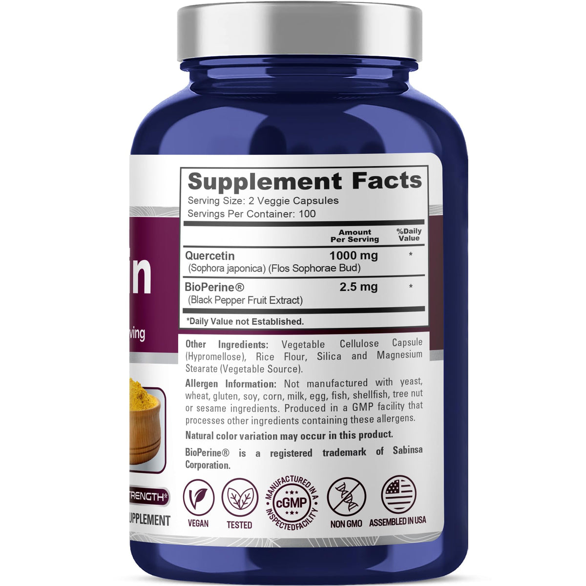 NusaPure Quercetin - Suitable for Vegetarian/Vegan, Non - GMO - 1000 mg - 200 Capsules NusaPureBuy Supplements Australia