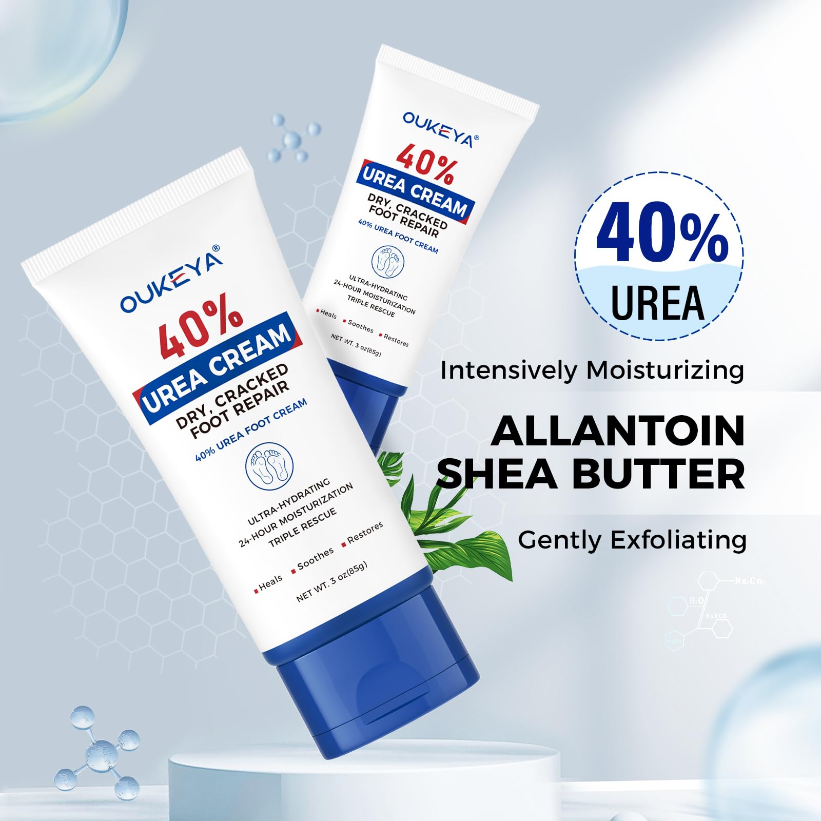 OUKEYA Urea Cream 40 Percent Tube 3 Oz, Foot & Hand Cream for Dry Cracked, 40 per Urea Lotion for Feet Maximum Strength OUKEYA buy supplements Au