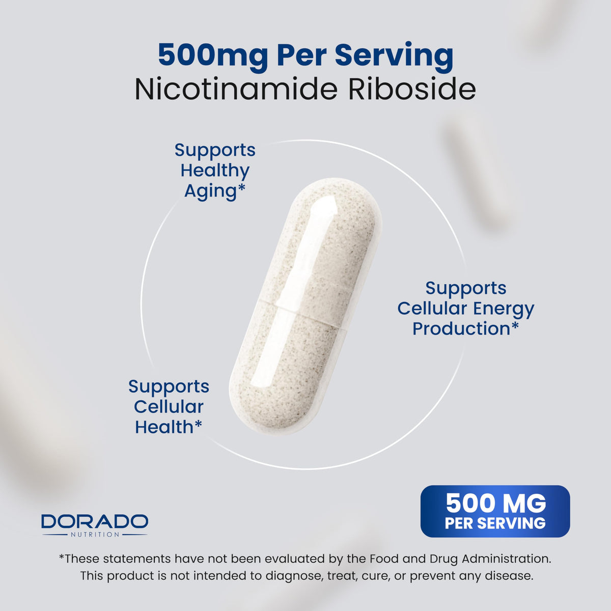 Nicotinamide Riboside 500mg (30 Count) NAD Supplement - NR Supplement For Women & Men to Support NAD+ Levels - NAD Booster - Third Party Tested - Vegan Safe, Non GMO & USA Made (30 Capsules) DORADO NUTRITIONBuy Supplements Australia