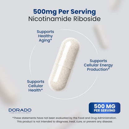 Nicotinamide Riboside 500mg (30 Count) NAD Supplement - NR Supplement For Women & Men to Support NAD+ Levels - NAD Booster - Third Party Tested - Vegan Safe, Non GMO & USA Made (30 Capsules) DORADO NUTRITIONBuy Supplements Australia