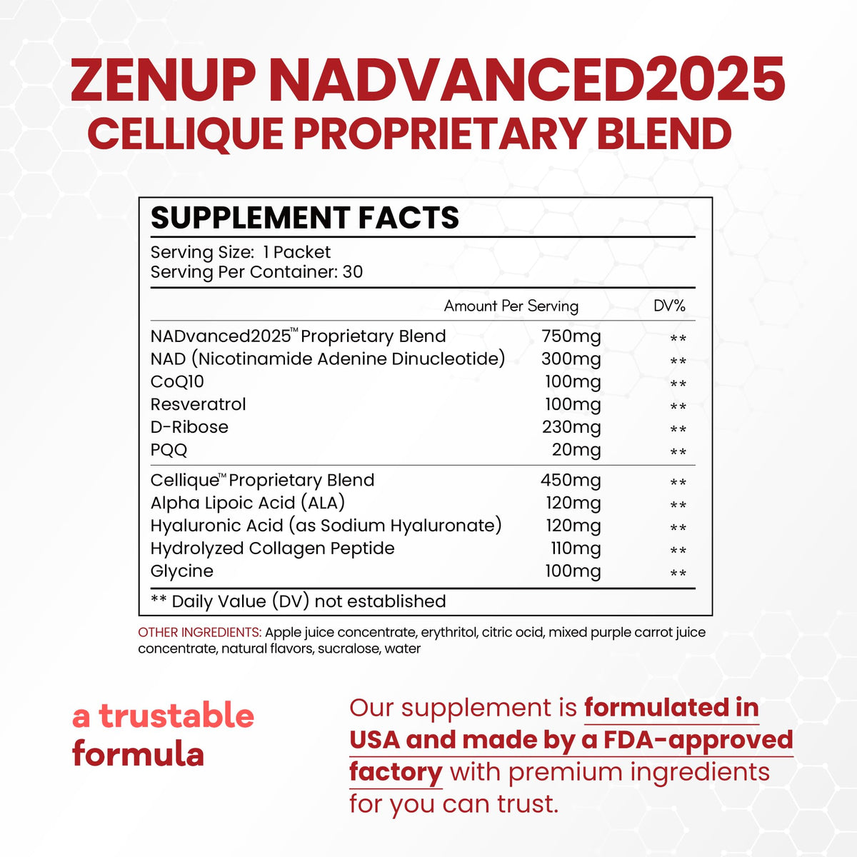 ZenUP Liquid NAD, Extra Strength 1,200mg NAD+ Supplement with CoQ10, Resveratrol, D-Ribose & PQQ for Men & Women, Natural NAD+ Stick for Anti-Aging, Energy, Focus - 30 Packets ZenUPBuy Supplements Australia
