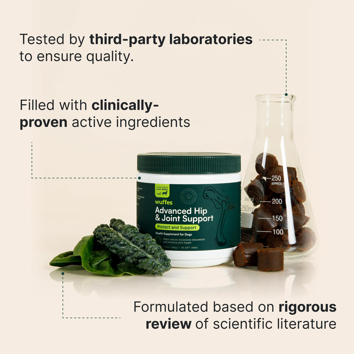 Wuffes Advanced Dog Hip and Joint Supplement with Glucosamine, Chondroitin, Omega 3, MSM, and Green Lipped Mussel, 60 Pork Flavored Chews for Small and Medium Dog Breeds WuffesBuy Supplements Australia