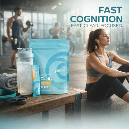 Mikra Clarity Nootropic Focus Drink Mix - Daily Cognitive & Calm Support Formula with Citicoline, Lion’s Mane & L-Theanine - Calm Drink Mix & Focus Aid for Energy and Clarity - 14 Single-Serve Sachets Mikra buy supplements Au