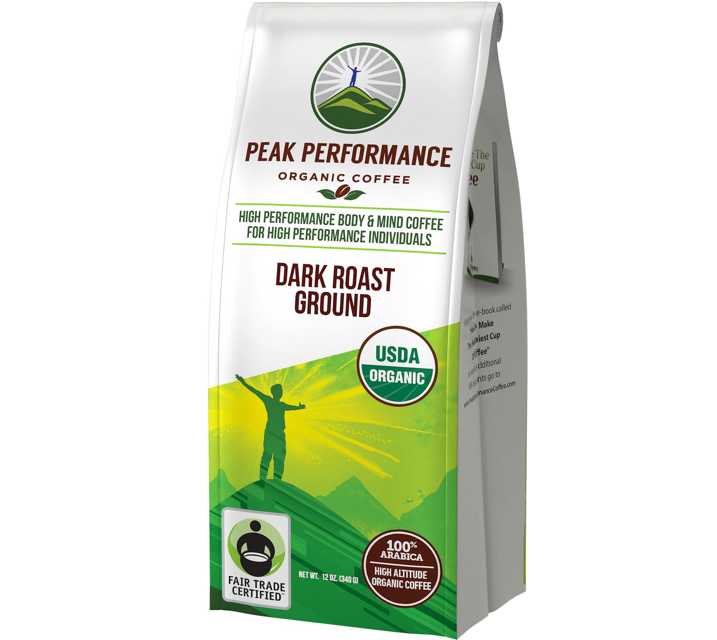 Peak Performance High Altitude Organic Coffee - Fair Trade, Low Acid, Non GMO, and Beans Full of Antioxidants - Dark Roast Smooth Tasting USDA Certified Organic Ground Coffee Bag 12 oz Peak PerformanceBuy Supplements Australia