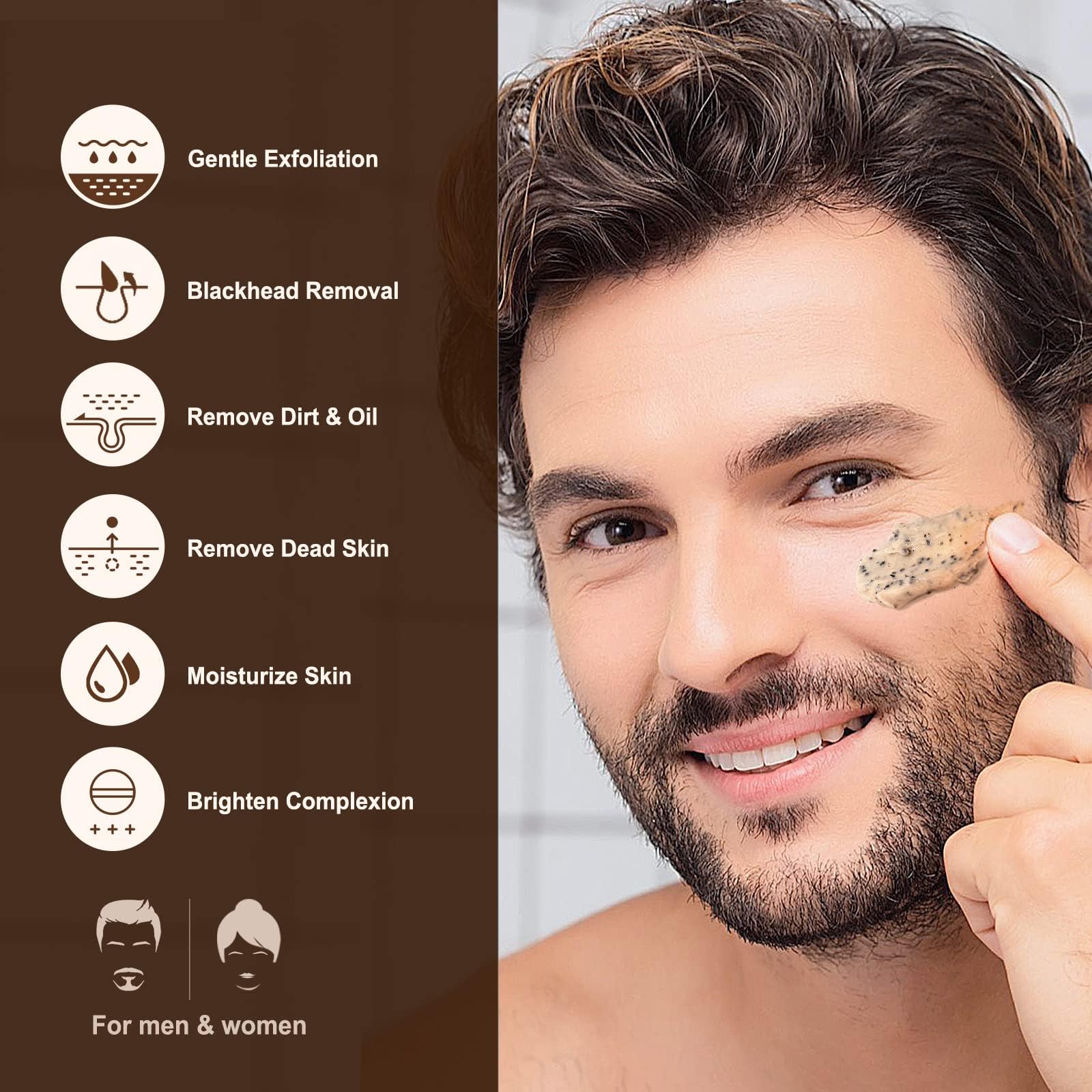 JVR Face Scrub for Men, Facial Scrub for Deep Exfoliating, Cleansing Blackheads, Ingrown Hair, Pre-shave Soften, Organic Formulated with Coffee Extract, AHA and BHA Face Exfoliator (4.23 oz) JVR buy supplements Au