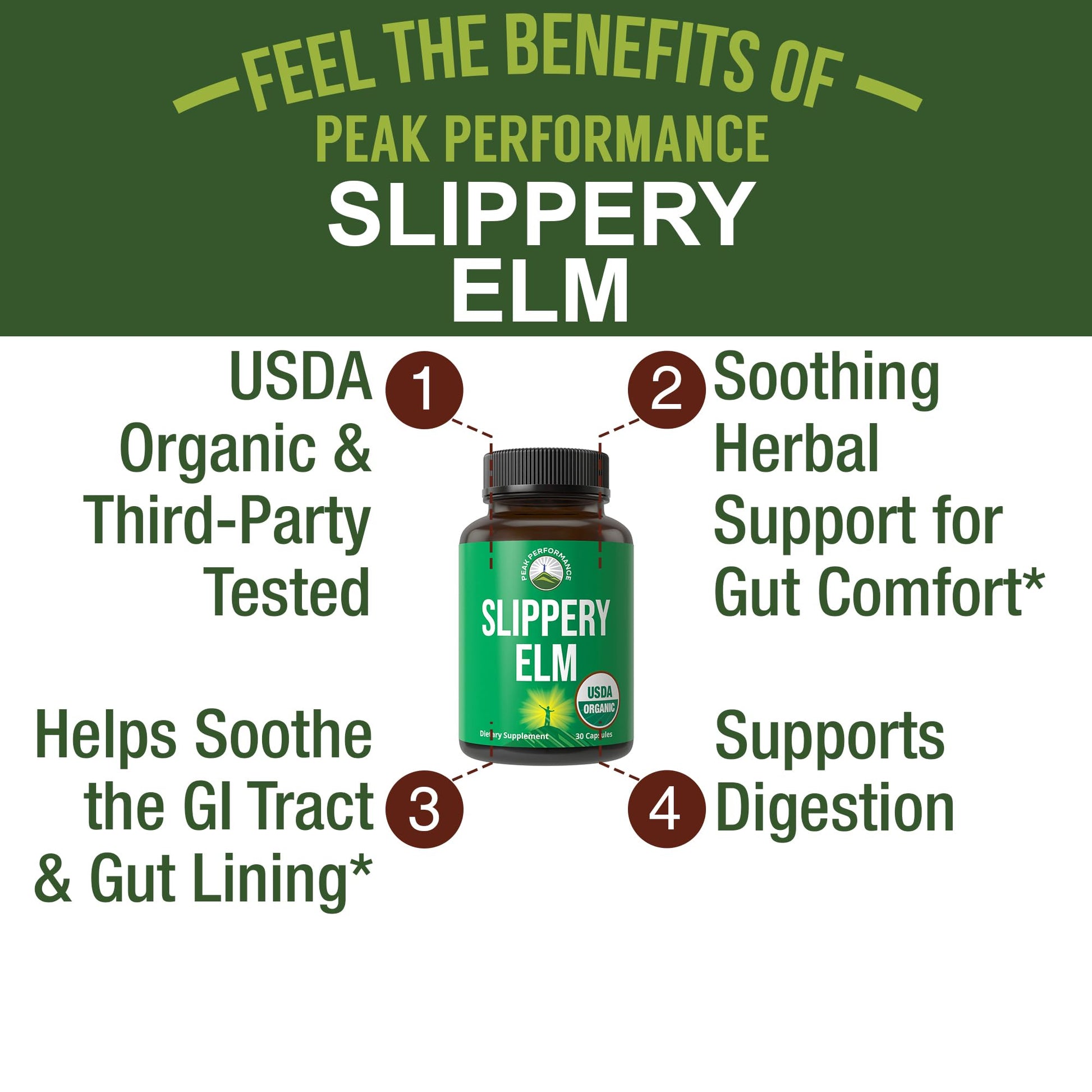 USDA Organic Slippery Elm for Women & Men. Vegan Capsules with Micronized Slippery Elm Bark Powder for Digestion, Bloating Relief, & Gut Lining. Natural Mucilage That Soothes The Throat & Airways Peak PerformanceBuy Supplements Australia