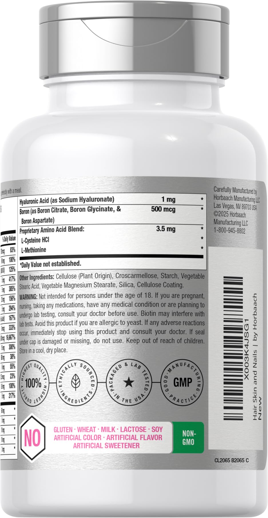 Horbäach Hair Skin and Nails Vitamins | 150 Caplets | with Biotin and Collagen | Supplement for Women and Men | Non-GMO, Gluten Free Horbäach buy supplements Au