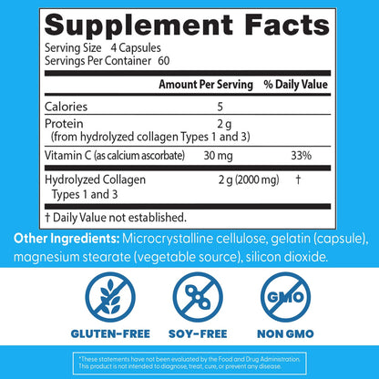 Doctor's Best Collagen Types 1 & 3 with Vitamin C, Non-GMO, Gluten Free, Soy Free, Supports Hair, Skin, Nails, Tendons & Bones, 500 mg, 240 Caps (DRB-00263) Doctor's BESTBuy Supplements Australia