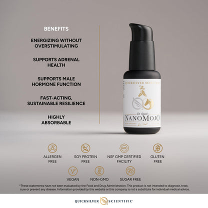 Quicksilver Scientific NanoMojo - Male-Specific Endurance Elixir & Energy Boost Support - 19 Herbs Including Epimedium for Men, Rhodiola Extract, Herbal Ginseng, and Adaptogenic Herbs (1.7oz / 50ml) Quicksilver ScientificBuy Supplements Australia