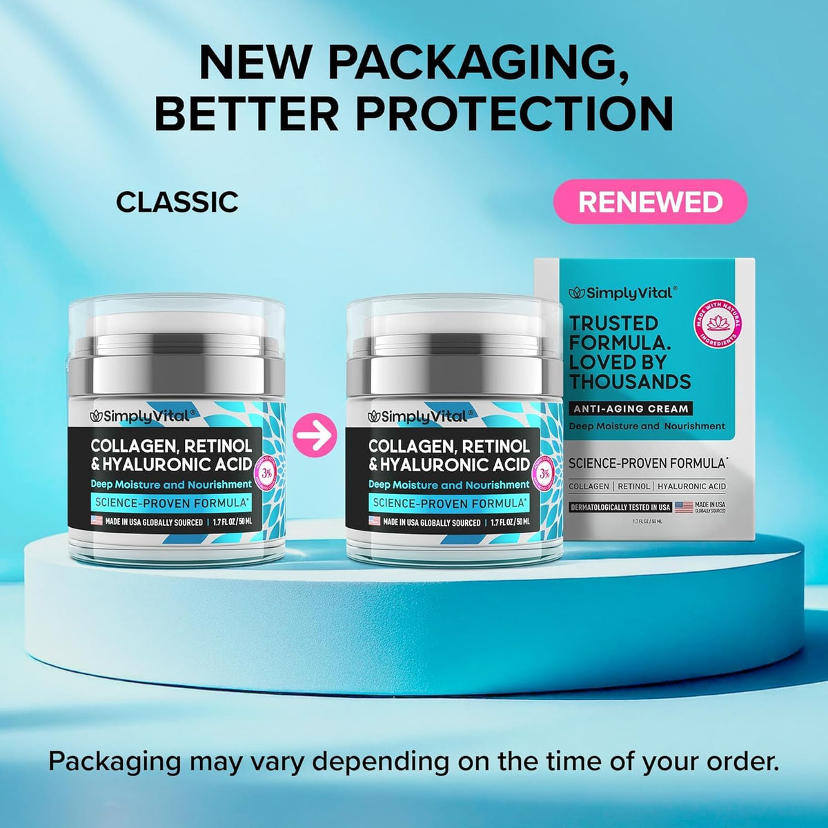 Anti-Aging Face Moisturizer with Retinol, Collagen & Hyaluronic Acid - Made in USA - Moisturizer Face Cream for Women & Men - Firming & Hydrating Neck Cream - Day & Night Skin Care - 1.7 fl oz SimplyVital buy supplements Au