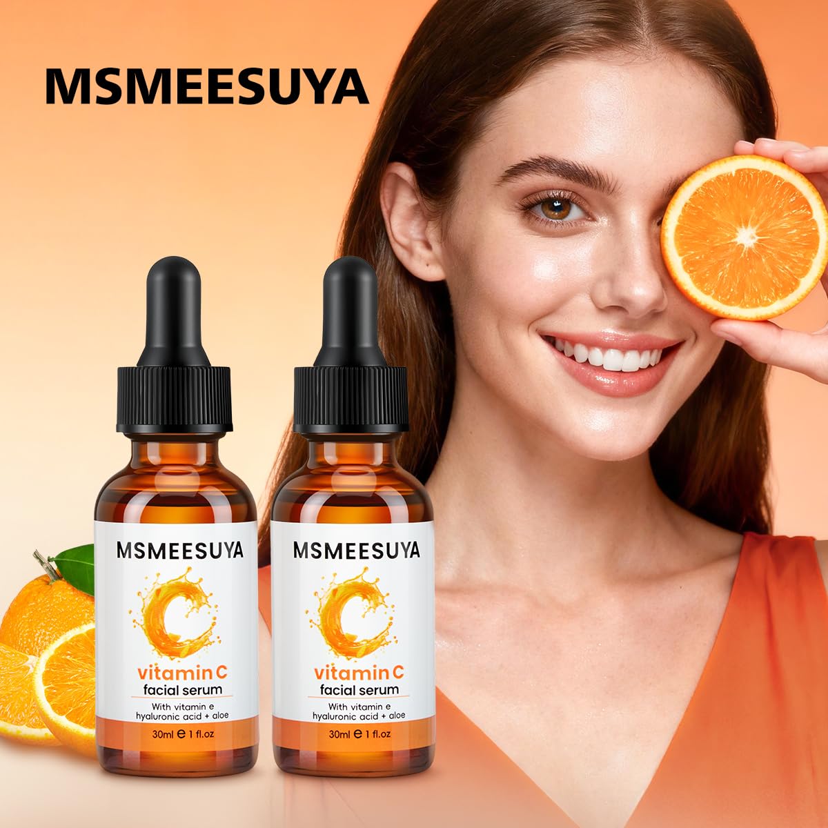 MSMEESUYA Vitamin C Serum for Face 2-Pack, Brightening Facial Serum with Hyaluronic Acid & Vitamin E, Helps Improve Dark Spots, Uneven Tone, Fine Lines & Wrinkles, 1 Fl Oz Each MSMEESUYA buy supplements Au