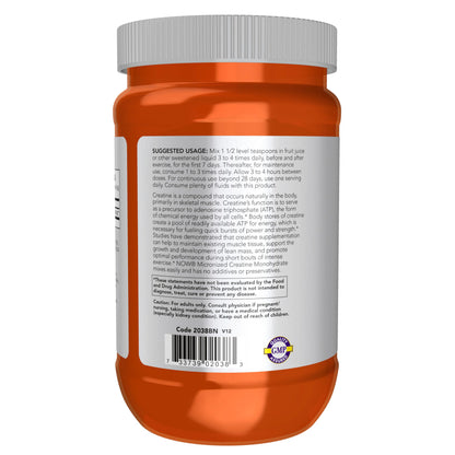 NOW Foods Sports Nutrition, Micronized Creatine Powder 500 g, Mass Building*/Energy Production*, 1.1-Pound