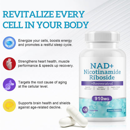 NAD+ Supplement Alternative - Liposomal Nicotinamide Riboside - Resveratrol & Quercetin - High Purity NAD Supplements for Anti-Aging, Focus, Energy 120 Capsules RuduwuBuy Supplements Australia